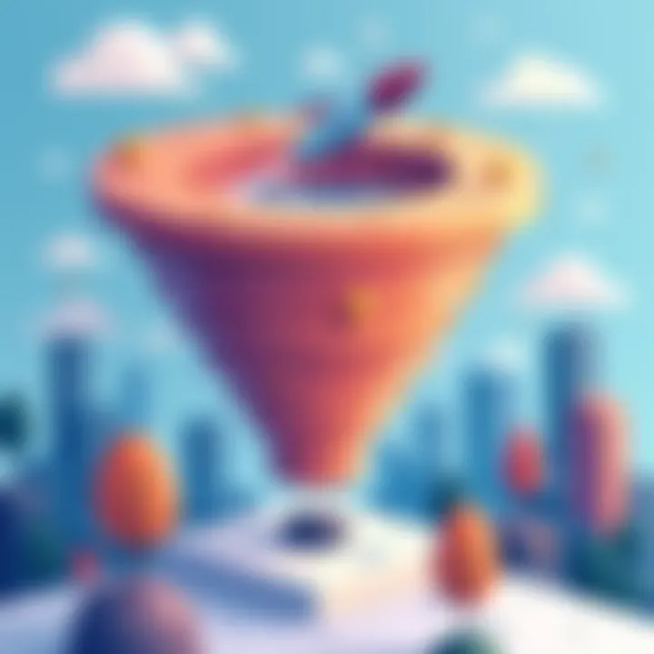 Illustration showcasing a digital sales funnel
