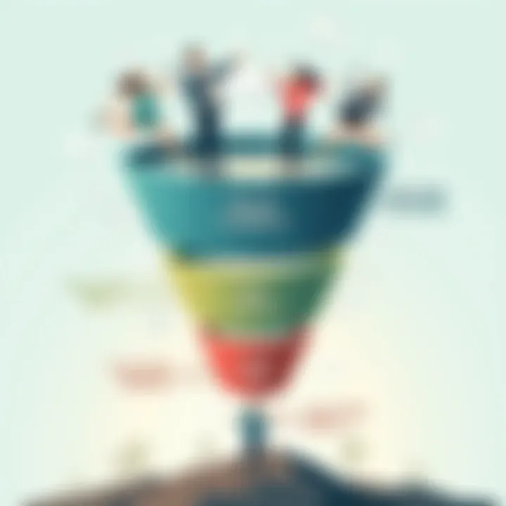 Visual representation of a sales funnel illustrating different stages