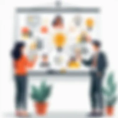 A creative brainstorming session with diverse business ideas on a whiteboard