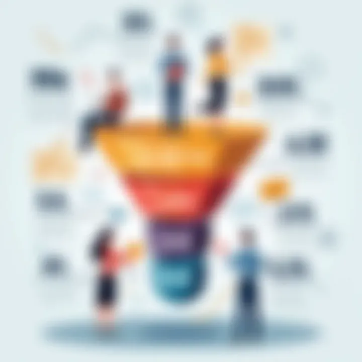 An infographic illustrating the sales funnel stages