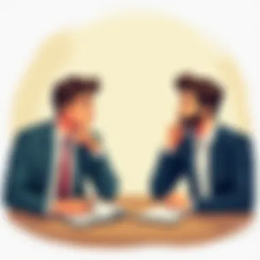 Illustration depicting a thoughtful discussion between a manager and an employee